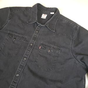Levi's Men's 2XL Standard Fit Black Denim Pearl Snap Shirt 85745-0000 Western
